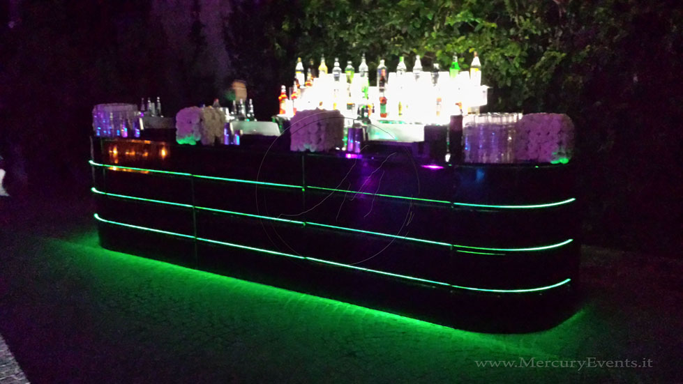Black MIrror Bar | Bar Luminoso Specchiato Nero | Castello della Crescenza | Mercury Events| 03