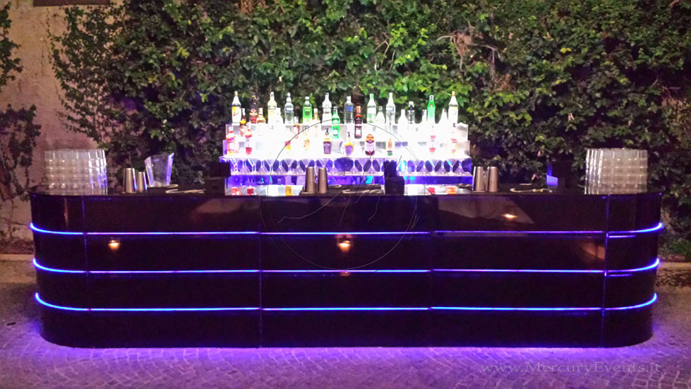 Black MIrror Bar | Bar Luminoso Specchiato Nero | Castello della Crescenza | Mercury Events| 07
